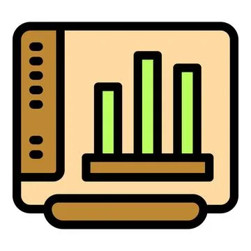 Statistical software showing growing bar graph on computer screen Stock Illustration