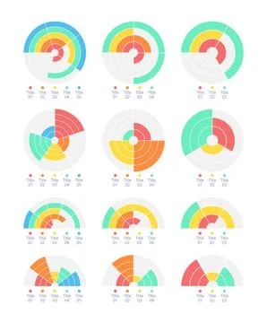 Statistical studying process circle infographic design templates set Stock Illustration
