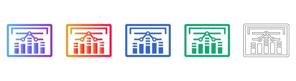 Statistical Trend Analysis Window Icon Set イラスト素材