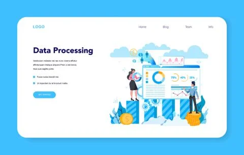 Statistician and statistic web banner or landing page. Specialist 스톡 일러스트