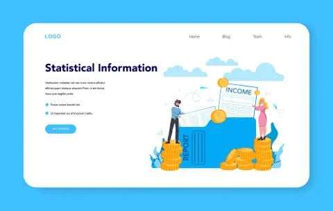 Statistician and statistic web banner or landing page. Specialist 스톡 일러스트