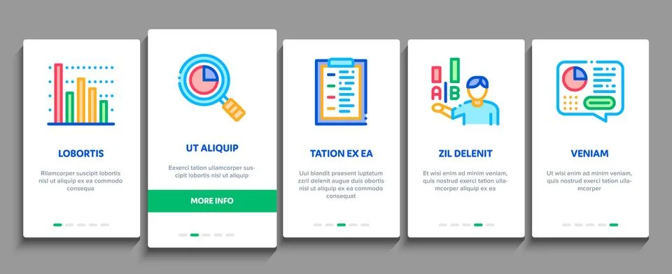 Statistician Assistant Onboarding Elements Icons Set Vector イラスト素材