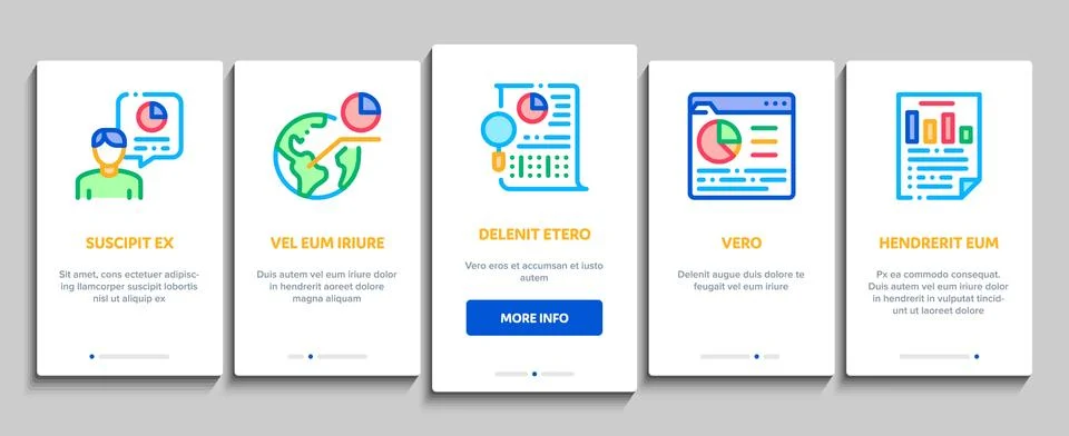 Statistician Assistant Onboarding Elements Icons Set Vector Illustrazione stock