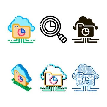 Statistician cloud designs storage icon thin line vector Stockillustratie