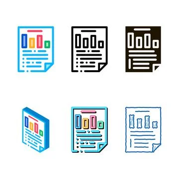 Statistician report document icon thin multipack line vector Stock Illustration