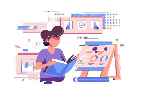 Statistician working with documents Stock Illustration