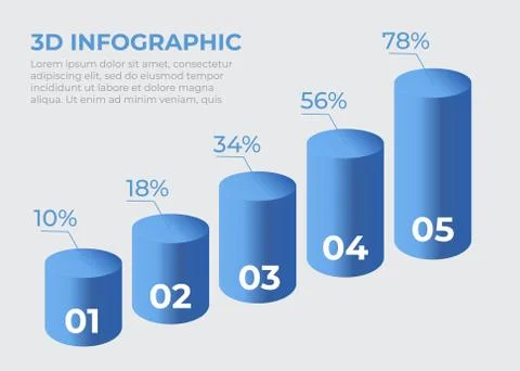 Statistics 3d graph bar chart. Infographic steps and options. Chart and graph Stock Illustration
