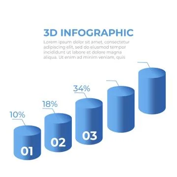 Statistics 3d graph bar chart. Infographic steps and options. Chart and graph Stock Illustration