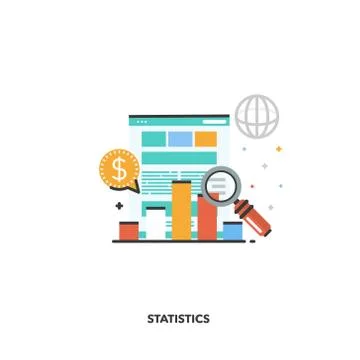 Statistics and analysis concept design. Vector line design. Stock Illustration