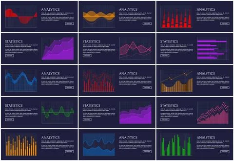 Statistics and Analytics Banner Information Charts Stock Illustration