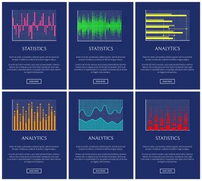 Statistics and Analytics, Color Graphs Collection イラスト素材