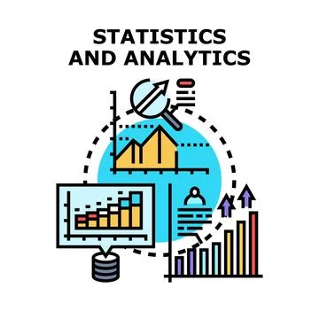 Statistics and analytics data research and management 库存插图