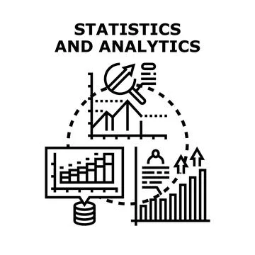 Statistics and analytics data research and management Stock Illustration
