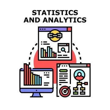 Statistics and analytics tools visualizing business data Stock Illustration