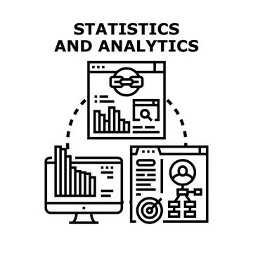 Statistics and analytics tools visualizing business data Stock Illustration