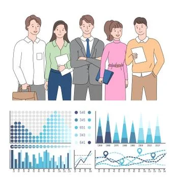 Statistics and Business Data, Collaboration Team 스톡 일러스트