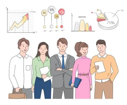 Statistics and Business Data, Collaboration Team 스톡 일러스트