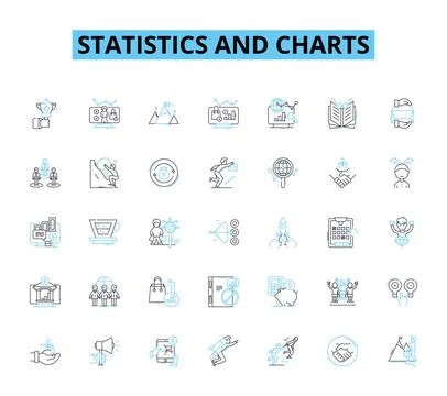 Statistics and charts linear icons set. Data, Graphs, Trends, Variance Ilustración de archivo