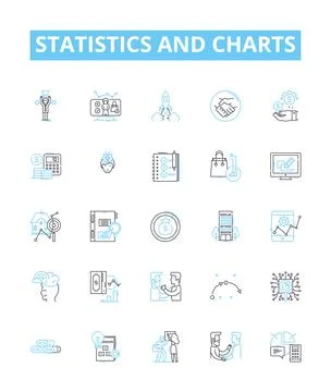 Statistics and charts vector line icons set. Statistics, Charts, Graphs, Plots 스톡 일러스트