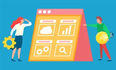 Statistics and Data Analysis, Board Screen Icons Stock Illustration