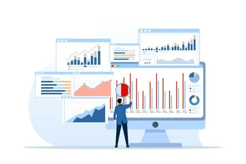 Statistics and data analysis concept, business analysis. Stock Illustration