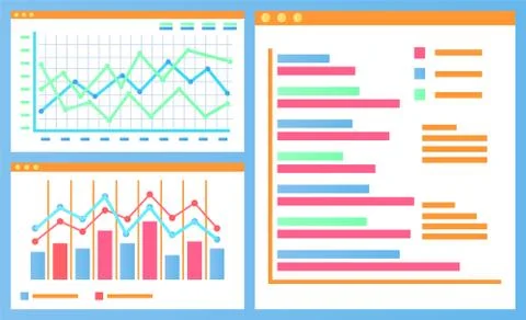Statistics  and Data in Visual Representation Set 스톡 일러스트