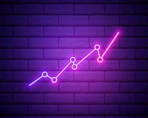 Statistics up arrow neon icon. Elements of online and web set. Simple icon fo 스톡 일러스트