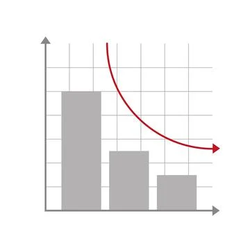 Statistics bars and decrease arrow icon Stock Illustration