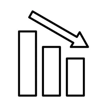 Statistics bars with arrow down line style icon Stock Illustration