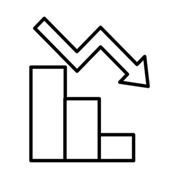 Statistics bars with arrow down line style icon Stock Illustration