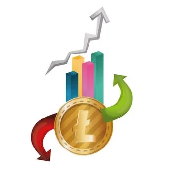 Statistics bars with litecoin Ilustración de archivo