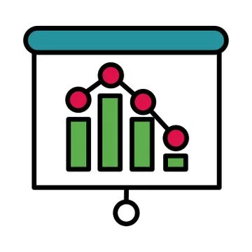 Statistics bars in paperboard line and fill style icon Stock Illustration