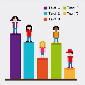 Statistics bars pixel design over white background vector illustration Stock Illustration