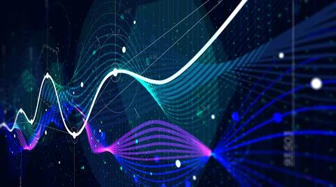 Statistics big data, analytical indicator sci-fi abstract background, monitor Stock Illustration