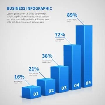 Statistics business 3d graph bar chart. Vector infographic with steps and イラスト素材