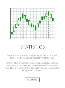 Statistics Card with Green Chart Isolated on Grid Stock Illustration