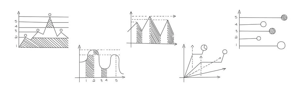 Statistics Chart and Graph Line Icon Vector Set Stock Illustration