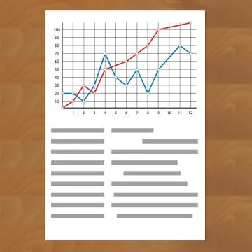 Statistics comparing graph curves Stock Illustration