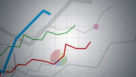 Statistics concept. Camera moves above growing financial charts and diagrams. Stock Footage 82915028