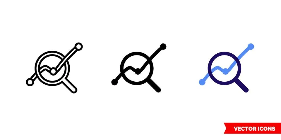 Statistics control icon of 3 types. Isolated vector sign symbol. Stock Illustration