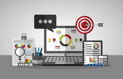 Statistics data business Illustrazione stock