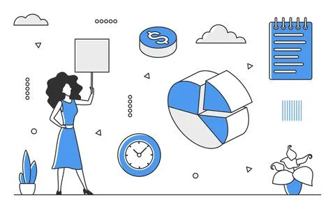 Statistics data chart presentation Illustrazione stock