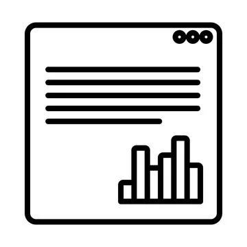 Statistics document icon symbolizing business reporting, financial analysis Stock Illustration