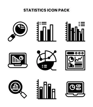 Statistics DuoTone Bundle Icons Pack Stock Illustration