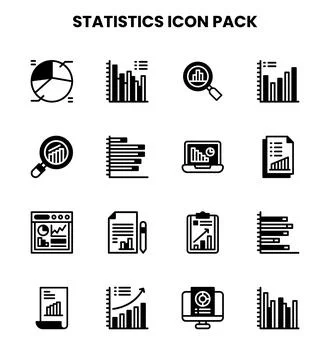 Statistics DuoTone Set Icons Pack Stock Illustration