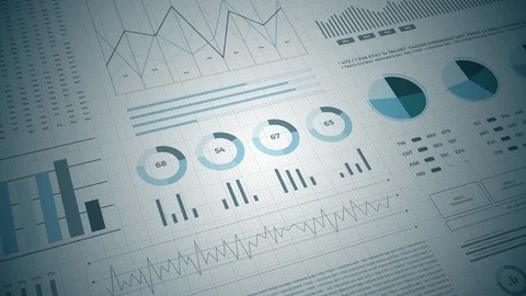 Statistics, financial market data, analysis and reports, numbers and graphs. Stock Footage