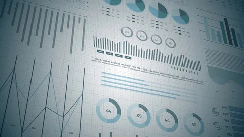 Statistics, financial market data, analysis and reports, numbers and graphs. Stock Footage 95439575
