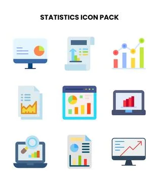 Statistics Flat Design Icons Pack Stock-Illustration