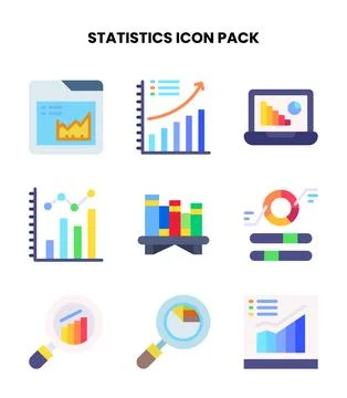 Statistics Flat Design Icons Pack Ilustración de archivo