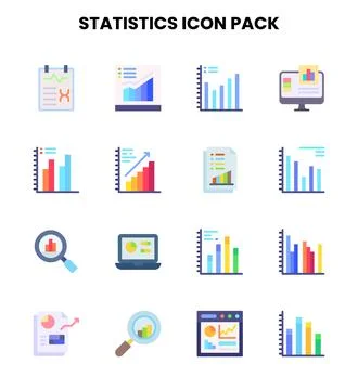 Statistics Flat Icons Pack Stock Illustration